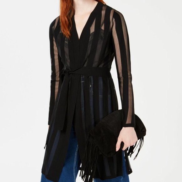 BAR III  Womens New Black Belted Open Cardigan - Picture 3 of 3